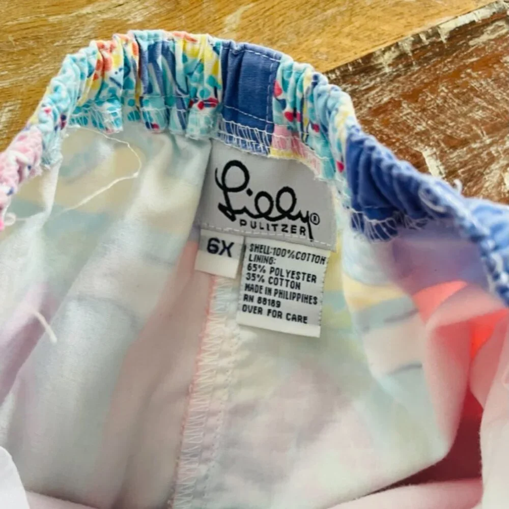 Girl Patchwork Vintage Pants Lilly Pulitzer Size 6X White Label